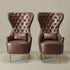 Letitia Faux Leather Wingback Chair - Brown Accent Chair | Decorative Faux Leather Chairs | Kinwell Furniture | Modern Wingback Accent Chairs